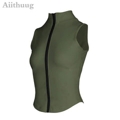 Aiithuug Women’s Zip-Up Sleeveless Workout Vest