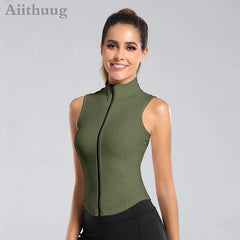 Aiithuug Women’s Zip-Up Sleeveless Workout Vest