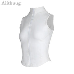 Aiithuug Women’s Zip-Up Sleeveless Workout Vest