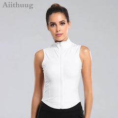 Aiithuug Women’s Zip-Up Sleeveless Workout Vest
