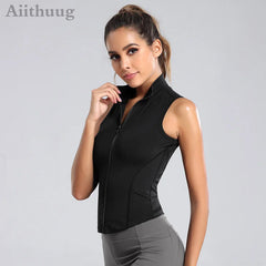 Aiithuug Women’s Zip-Up Sleeveless Workout Vest