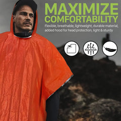 Reusable Waterproof Emergency Rain Poncho with Hood