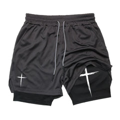 Men’s Cross Print 2-in-1 Workout Shorts