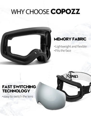 COPOZZ UV400 Anti-Fog Ski Goggles