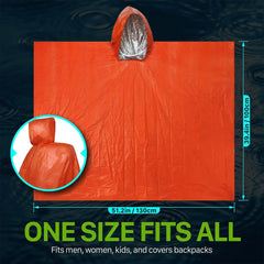Reusable Waterproof Emergency Rain Poncho with Hood