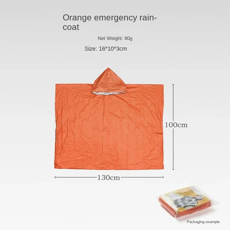 Reusable Waterproof Emergency Rain Poncho with Hood