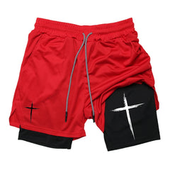 Men’s Cross Print 2-in-1 Workout Shorts