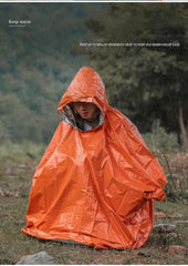 Reusable Waterproof Emergency Rain Poncho with Hood