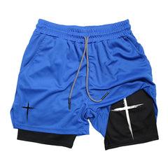 Men’s Cross Print 2-in-1 Workout Shorts