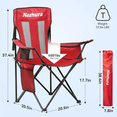 4-Pack Foldable Camping Chairs with Cooler & Cup Holder