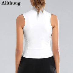 Aiithuug Women’s Zip-Up Sleeveless Workout Vest