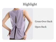 DRUR Women’s Back Cross Yoga Tank Top