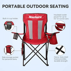 4-Pack Foldable Camping Chairs with Cooler & Cup Holder