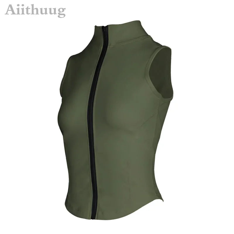 Aiithuug Women’s Zip-Up Sleeveless Workout Vest