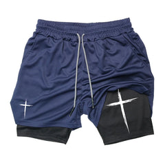 Men’s Cross Print 2-in-1 Workout Shorts